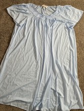 PRETTY  Miss Elaine Blue Embroidered Flowy Nylon Nightgown Women  s XL