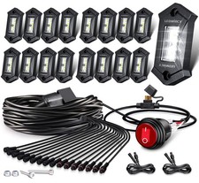 LEDMIRCY White Rock Lights, R3 Pure White LED Rock Lights Kit with Toggle Swi...