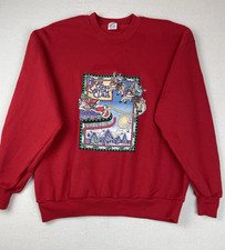 Jerzees Christmas Sweatshirt Women's Size XL Here Comes Santa Claus Ho Ho Ho Red