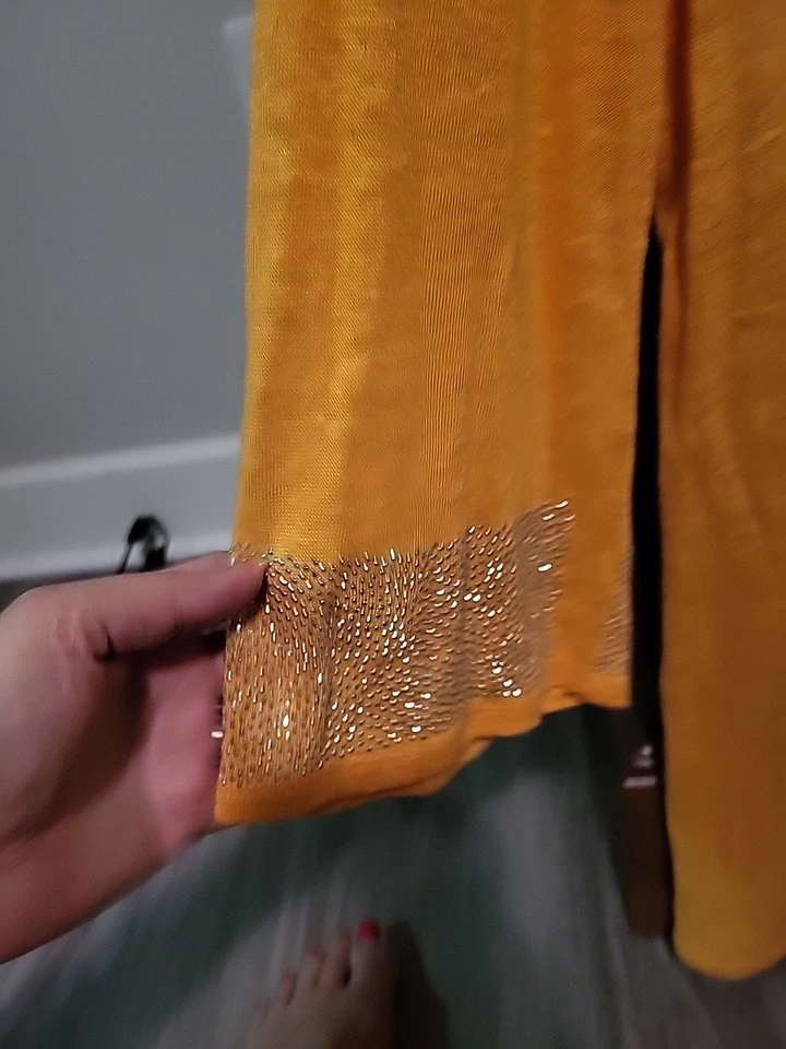 Inc Beach silver bling beach cover up orange lightweight Large linen - Imagem 4 de 4