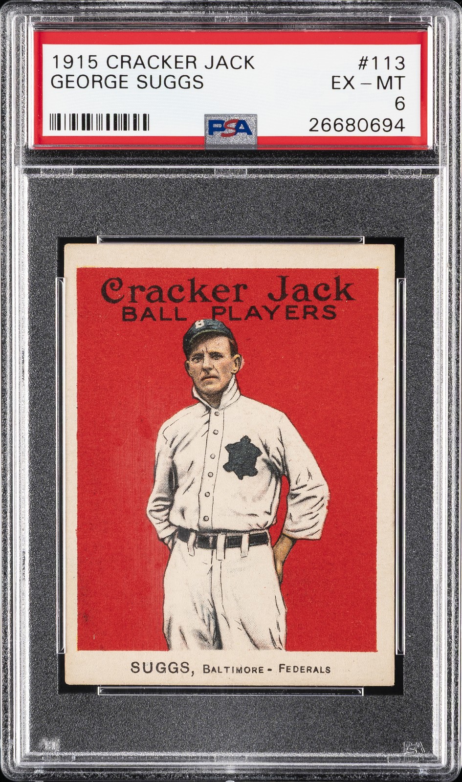 1915 CRACKER JACK #113 GEORGE SUGGS PSA 6