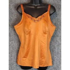 Ruby Ribbon Camisole Heritage Diva Size 46 Orange Lace Trim Adjustable 1810 Cas