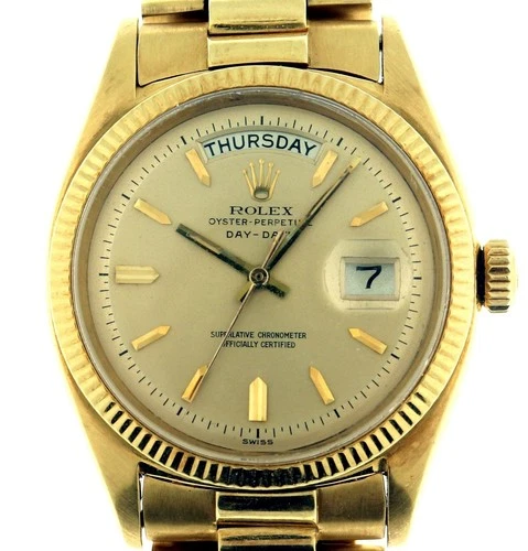 1959 Vintage Rolex Day-Date 6611B President 18k Yellow Gold Bracelet Big Logo!