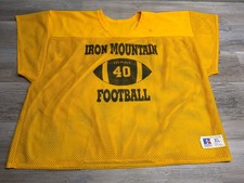 Vintage Russell Athletic Iron Mountain Football Jersey Mesh USA Made XL Gold 40