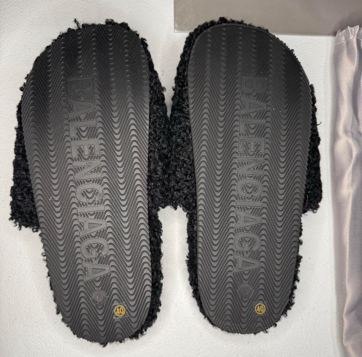 Balenciaga Men's Black Fur Slide Slippers Size 40 with Dust Bag & Shopping Bag thumbnail 3