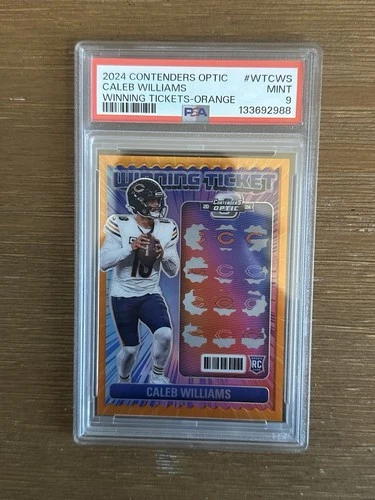 2024 Panini Contenders Optic Caleb Williams Winning Ticket Orange /50 RC PSA 9