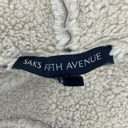 Saks Fifth Avenue Gray Open Front Sherpa Lined Women's L Basic Jacket - Picture 3 of 7
