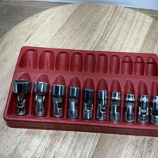 Snap-on 14 Drive Shallow Chrome Swivel Socket Set Sae 10pc 316-916 12pointg Snap-on 14 Drive Shallow Chrome Swivel Socket Set Sae 10pc 316-916 12pointg
