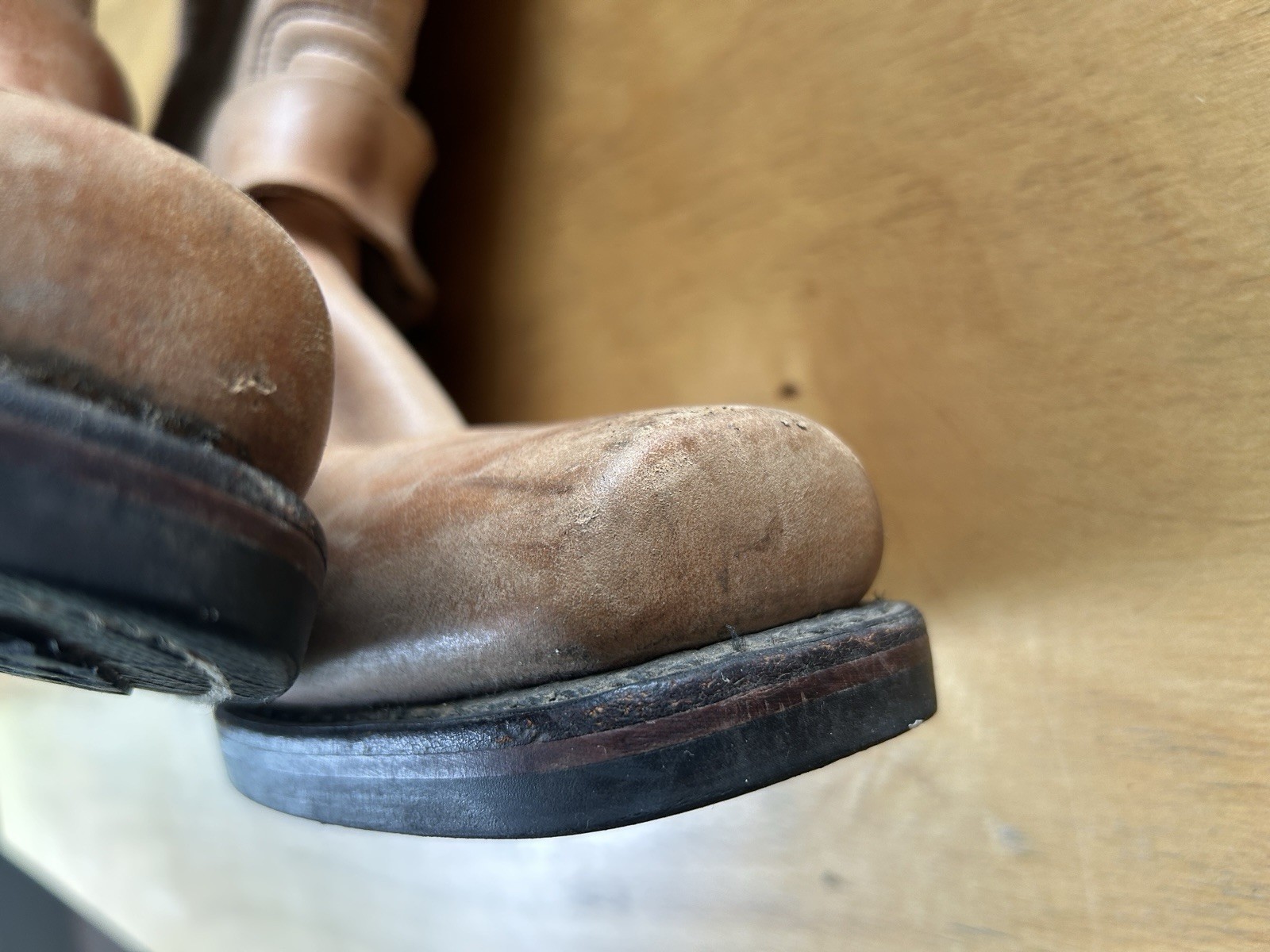 Vintage Frye Brown Eagle Harness Western Boot Women Sz 9 Cognac Square Toe OT