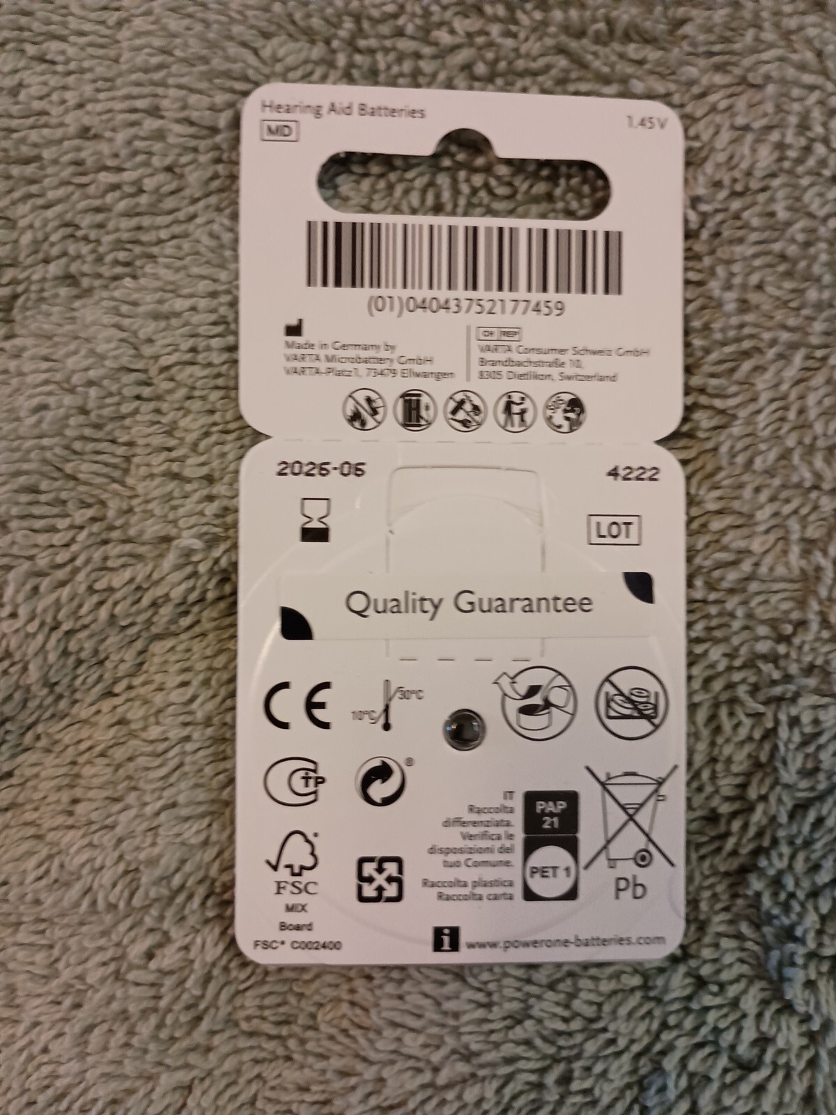 Power One Size 312 Hearing Aid Batteries 60 pack Expiration June 2025