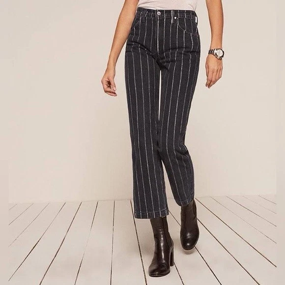 Reformation Roper Jeans smart ass NWT women s 29 black and white stripes