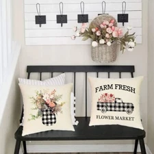 Buffalo Plaid Throw Covers Pillow Cushion Case Farmhouse Holiday Home Décor 