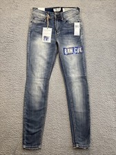 Indigo Rein Skinny Light Blue Jeans Mid Rise Ankle Raw Cut Sz 1 Stretch NWT