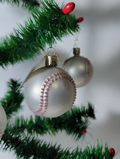 Lot of three Old World Christmas Ornaments Glass Baseballs