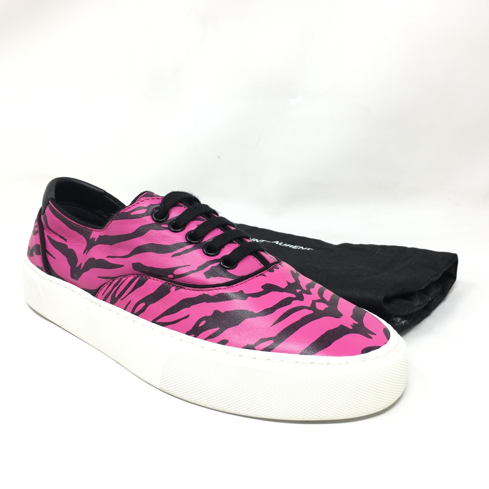 NUOVE scarpe da ginnastica Saint Laurent da donna taglia 8 5 US 38 5 EU rosa zebra nera