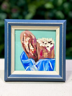 Brot Ölgemälde - GERAHMT Original Essen Stillleben Küche Fine Art Sale