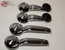 67-72 Chevy Gmc Truck Door Handle Manual Roll Up Black Knob Window Crank Set