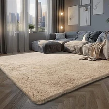 Fluffy Rug Shaggy Area Rug Beige 4x6 Area Rugs for Bedroom Super Soft Shagg