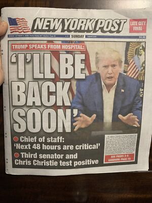 The New York Post Sunday Oct 4, 2020  I  LL BE BACK SOON 