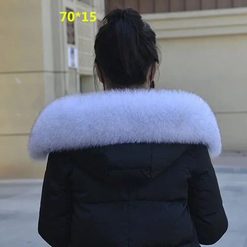 Women Men 100% Natural Fox Fur Collar Scarf 90*15cm Real Fur Trims Detachable - Picture 32 of 48
