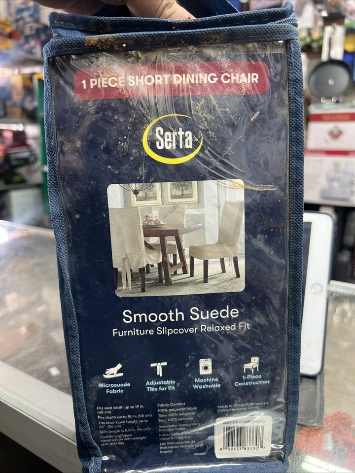 Silla de comedor corta Serta 1 pieza gamuza lisa muebles funda ajuste relajado Foto 2 de 4