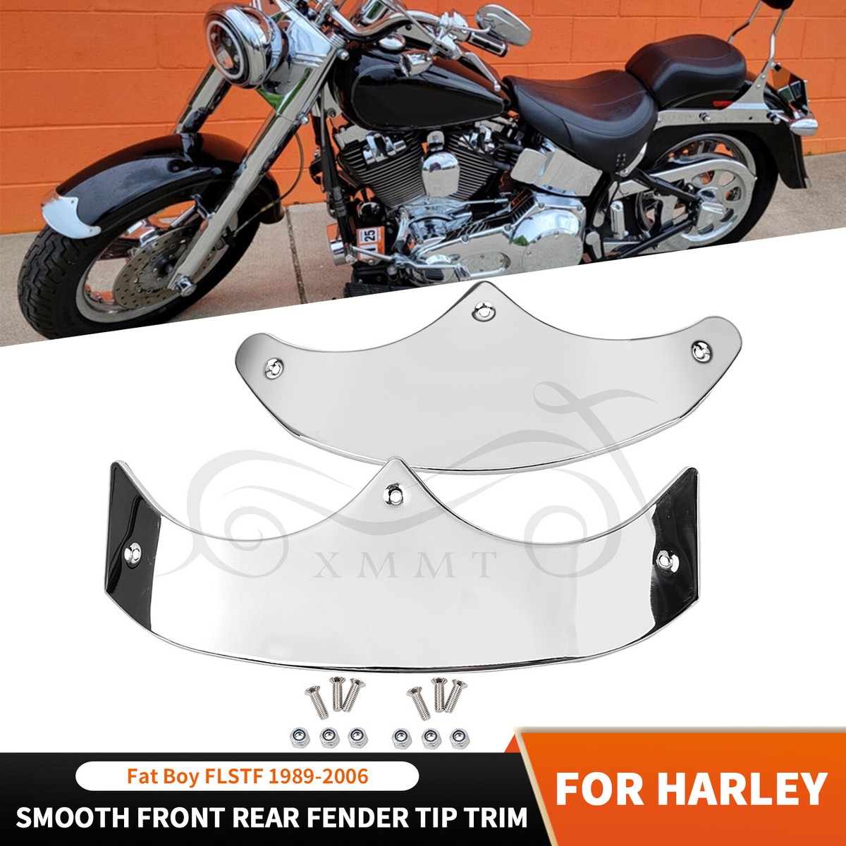 Motorcycle Chrome Front Rear Fender Tip Trim For Harley Fat Boy