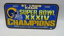 2000 Plastic Front License Plate Car Tag ST. Louis Rams Super Bowl XXXIV NFL