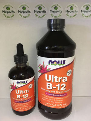 CHOOSE ONE: NOW Ultra B-12 Liquid 5000mcg 4 OR 16 Fl Oz