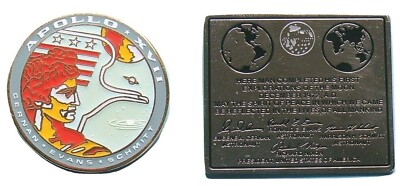 NASA PIN PAIR - Apollo 17 XVII lunar plaque - Official - Winco / AB Emblem