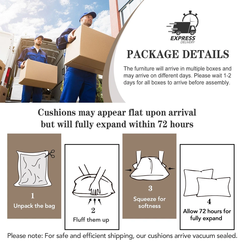 Набор мебели EAGLE PIX из 5 предметов с 2 стульями для патио, 3-местным диваном и 2 оттоманками - Изображение 3 из 4