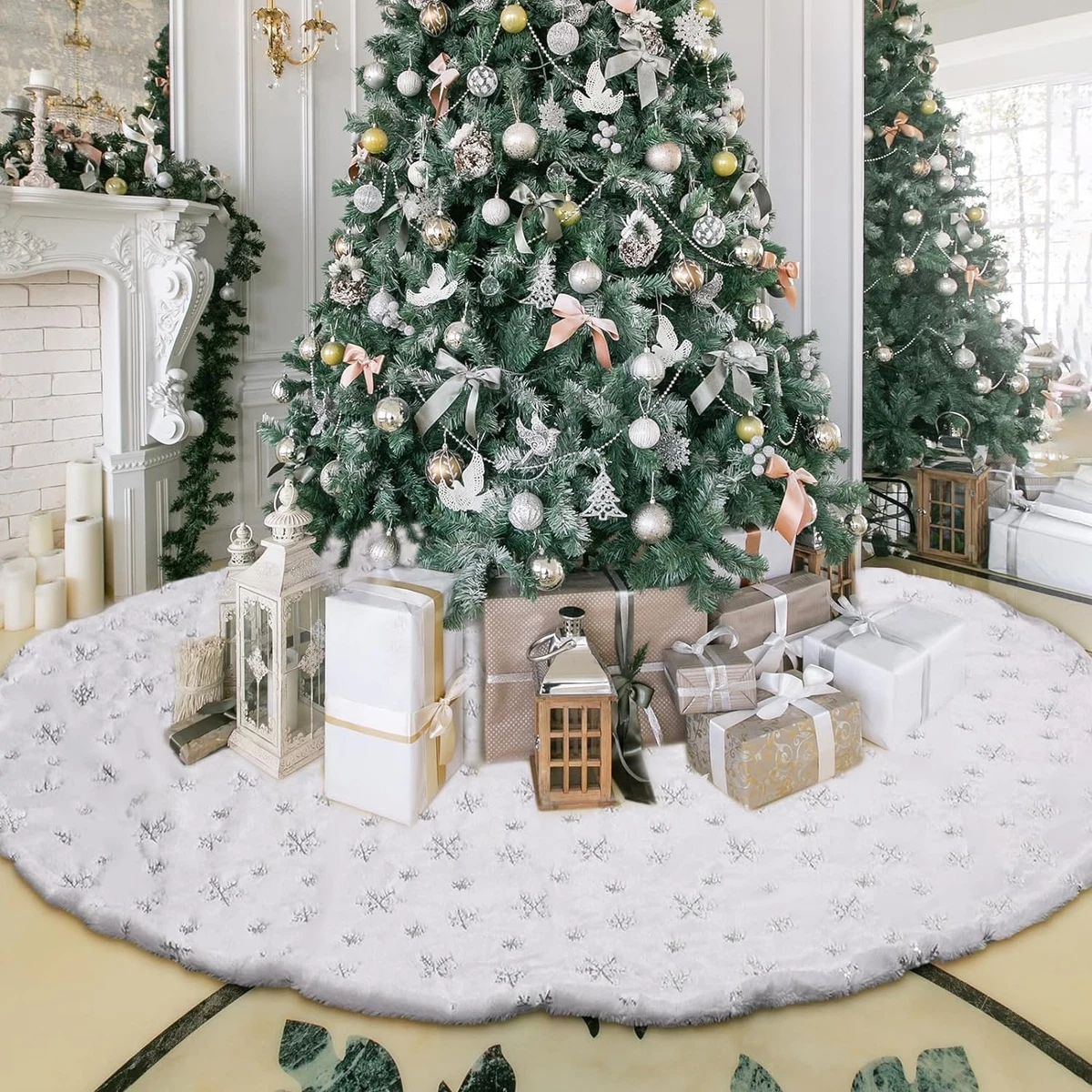 Silver skirt shop for christmas tree