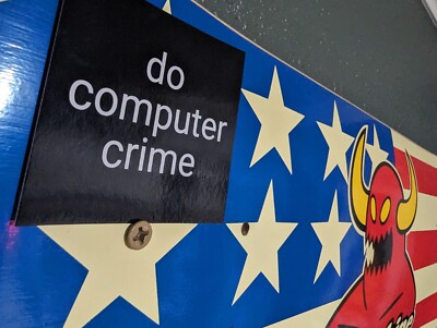Cybersecurity ''Do Computer Crime'' 2.75'' x 2.75'' black vinyl hacker stickers 3pcs