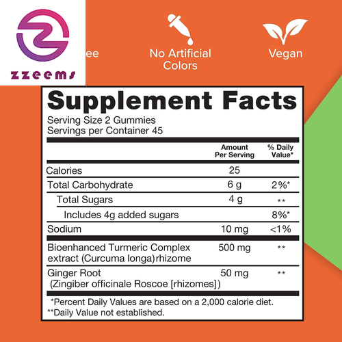 Turmeric Gummies, Gummy with 500Mg Turmeric Curcumin, Joint Support Supplement, - Picture 5 of 12