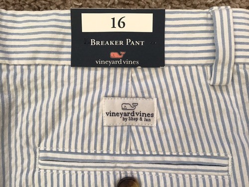 Vineyard Vines Boys Cotton Striped Four Pocket Breaker Chino Pants Blue Size 16 - Picture 6 of 10