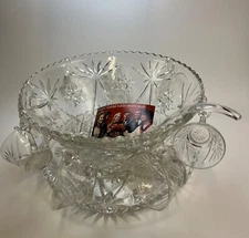 Vintage Anchor Hocking Arlington Punch Bowl Set & Base Plate