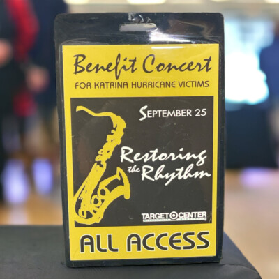Katrina Hurricane Benefit Concert Laminate All Access Target Center 09/25/2005