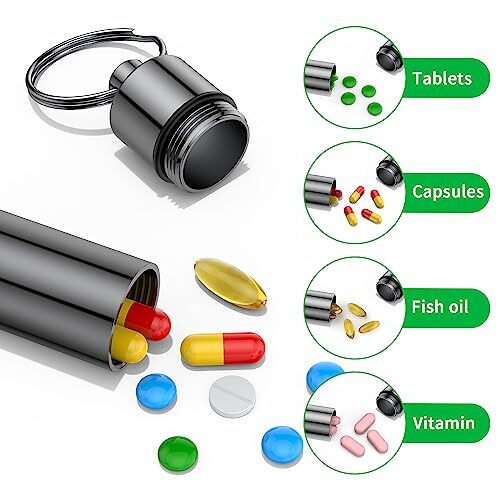 2 Packs Waterproof Metal Pill Fob Container Nitro Bottle Holder Keychain - Picture 4 of 6
