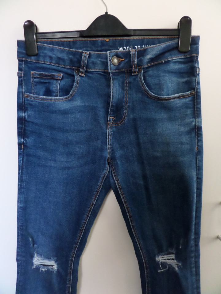 PRIMARK Stretch Super Skinny Distressed / Ripped Denim Jeans - W: 30