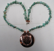 Native American Seminole Handmade Turtle Medallion Amazonite Necklace C Johnson