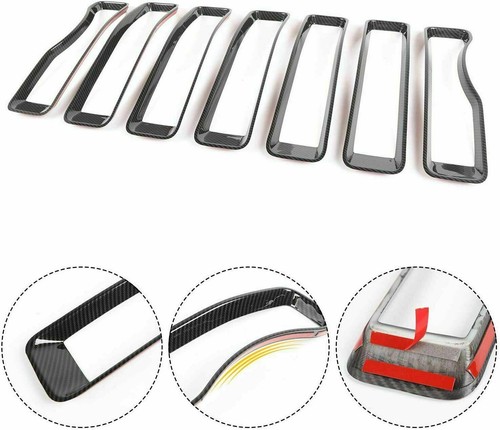 Inserciones de rejilla delantera cubierta de faros embellecedor para Jeep Wrangler JL 2018 + fibra de carbono - Imagen 6 de 7