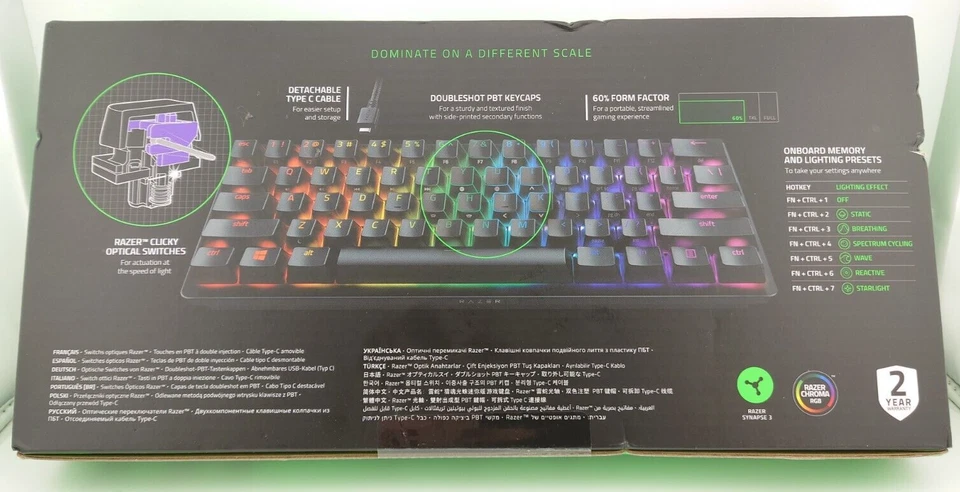 Razer Huntsman Mini - 60% Optical Gaming Keyboard - USB - RGB - Purple Switch - Image 2 of 2