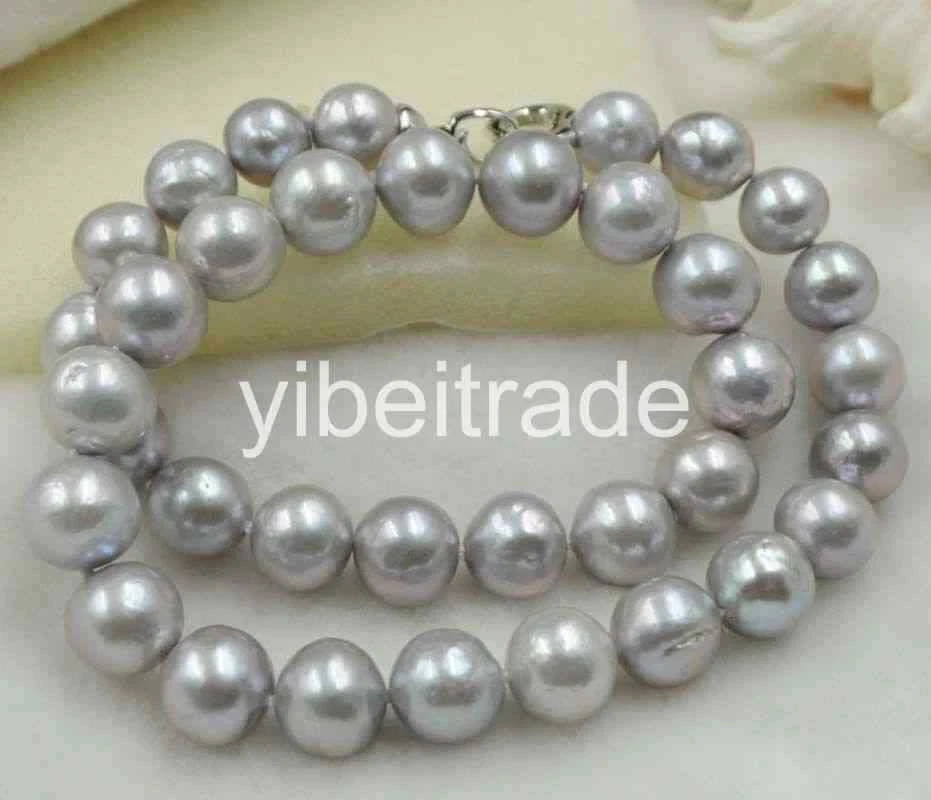 Hermoso Collar de Perlas Kasumi Redondas Gris 12mm 18" Foto 2 de 4