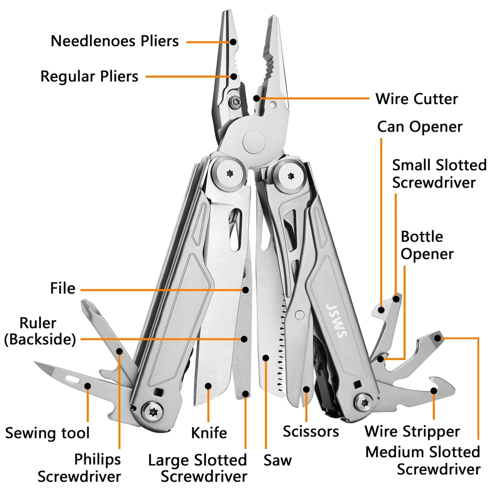 Multi Tool Pliers 16-in-1 Multitool Knife Saw Screwdriver Scissors Bottle Ope...