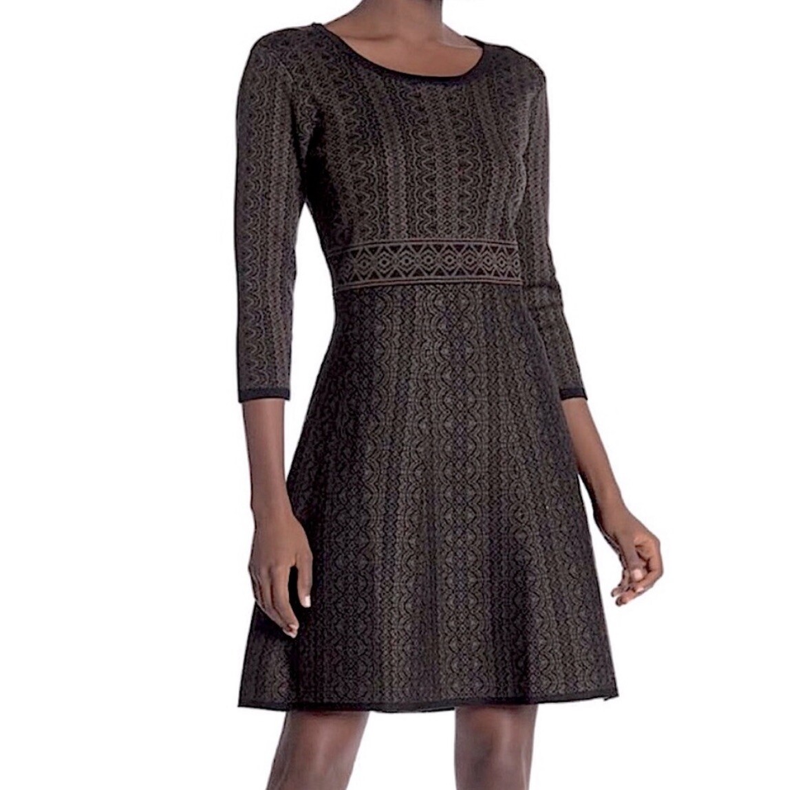 NWT nina leonard dress womens medium black olive midi | eBay