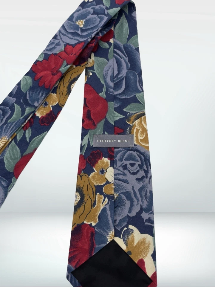 Vintage Geoffrey Beene Tie Floral Cotton Flower Print Made In USA - Image 4 of 4