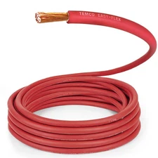 TEMCo 2 AWG RED Welding Cable Per-Foot Flexible Copper USA Battery Wire