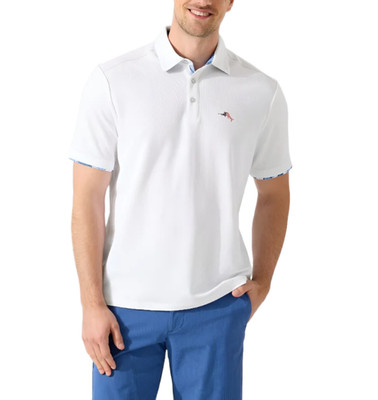 Tommy Bahama Men's Small Fiesta Fronds Five O'Clock IslandZone Polo Shirt White