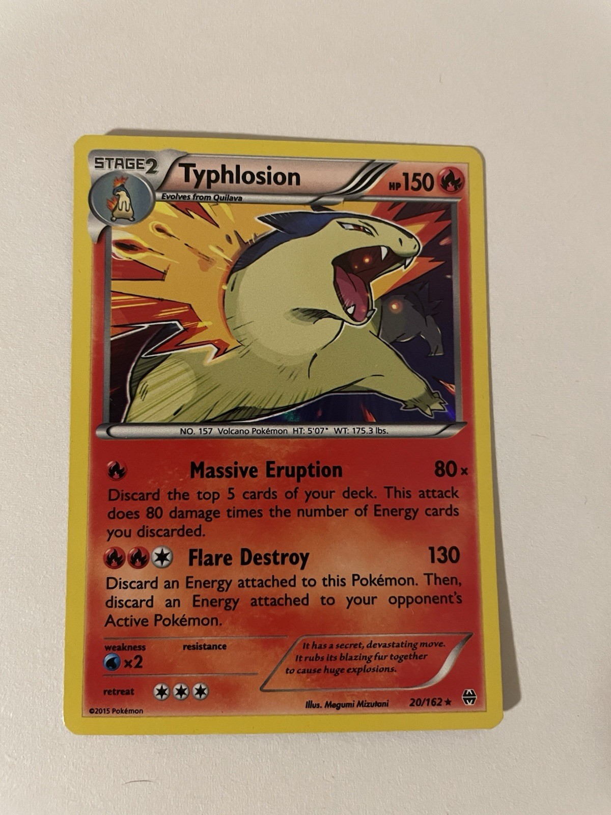 Pokemon Card Typhlosion Holo Rare XY - BREAKthrough 20/162 A4