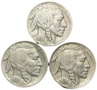 1936-S, 1937-D & 1938-D Buffalo Nickel 3-Coin Lot