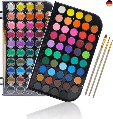 Artecho Aquarellfarben 48 Farben mit 3 Pinsel und 1 Palette, Tragbar und